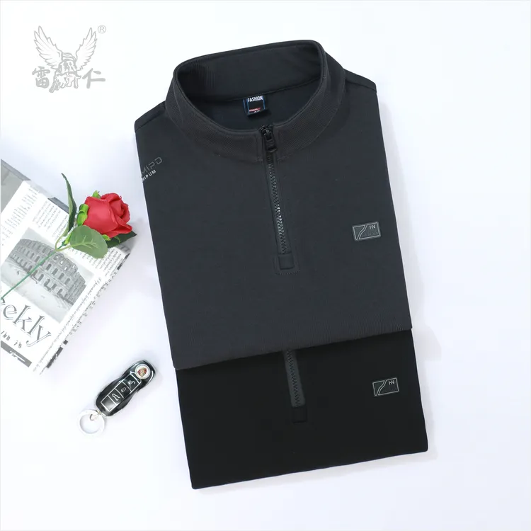 雷仁2025秋冬男士轻奢拉链长袖休闲衫舒适套头立领卫衣男LR25150