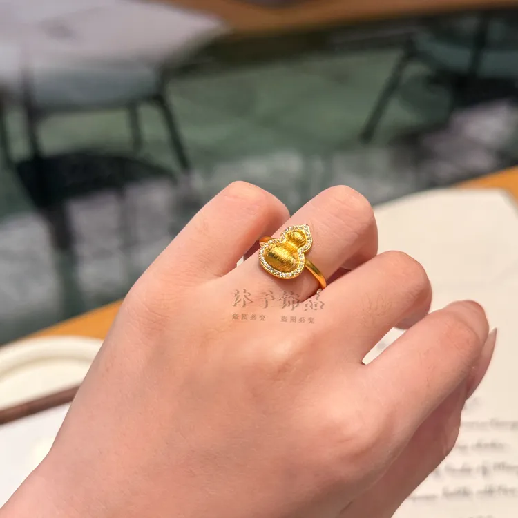 铜合金戒指 新中式葫芦戒指四叶草鸢尾花时尚活口戒指