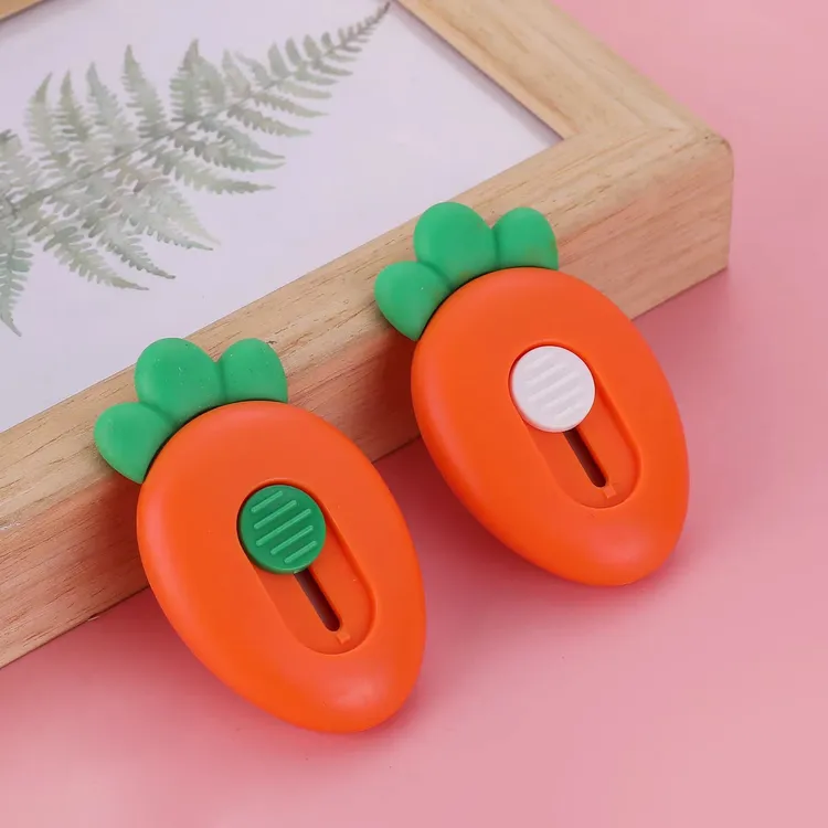 迷你胡萝卜美工刀小号便携快递萝卜刀手工裁纸刀伸缩学生文具刀