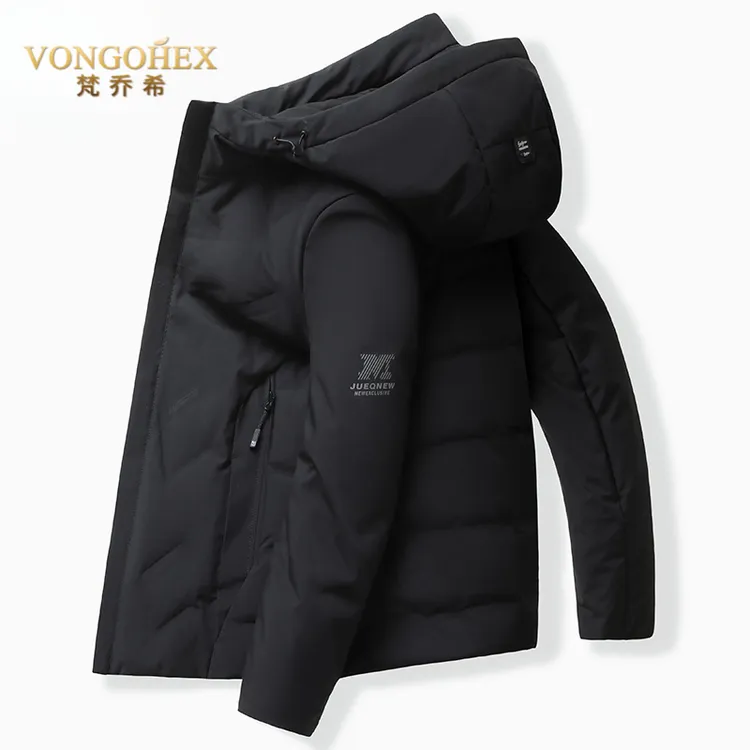 VONGOHEX休闲羽绒服男士短款加厚新款秋冬季连帽保暖白鸭绒外套