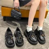 2025秋季新款厚底增高英伦风乐福鞋时尚气质串珠款女皮鞋MM53200