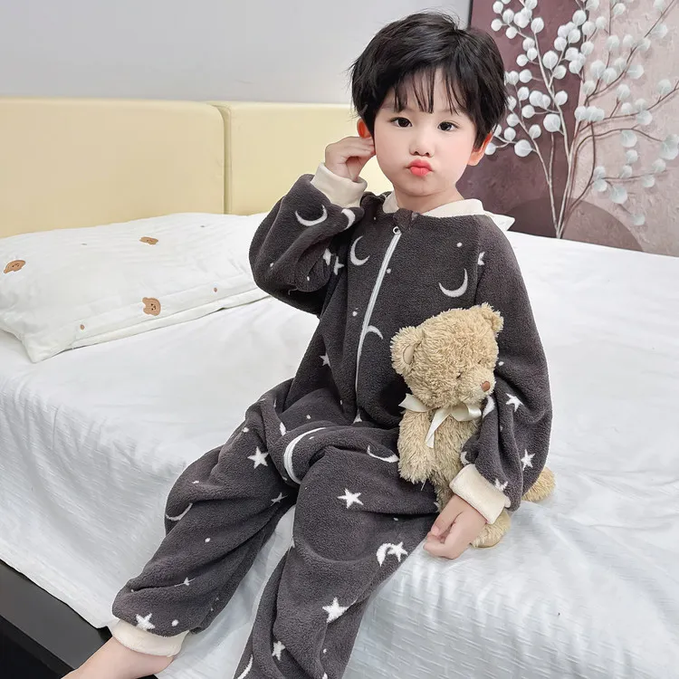 可爱萌娃秋冬季2一3男宝宝连体睡衣加厚保暖防着凉婴儿童分腿睡袋