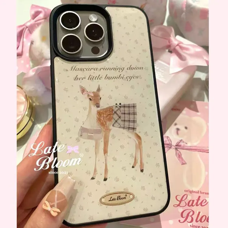 新款小鹿韩系风滴胶手机壳适用苹果16promax高级15简约13小众12