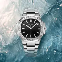 【大姐福利】鹦鹉螺黑面男士时尚潮流个性腕表日历款防水-朱