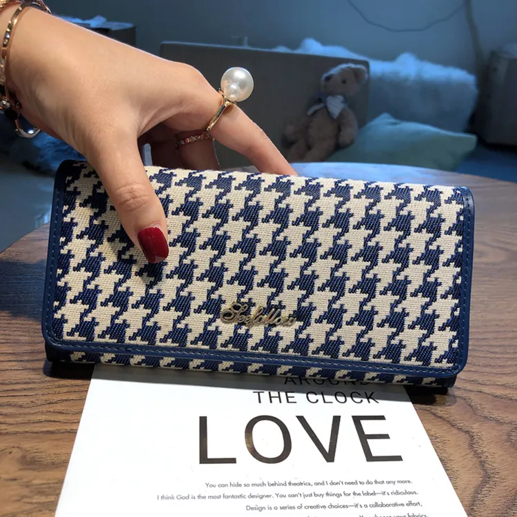 女士2025新款钱包女长款多卡位真皮头层牛皮帆布多功能大容量卡包