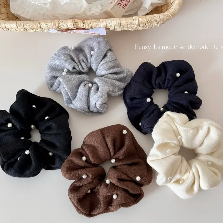 秋冬针织发圈布艺珍珠高颜值大肠发圈高马尾女气质轻奢丸子头头绳