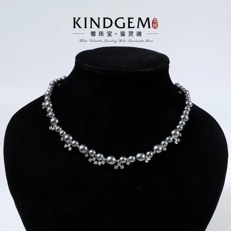 铜合金仿珍珠项链 KindGem 气泡星云灰珠珠项链（40+7cm）C-43907