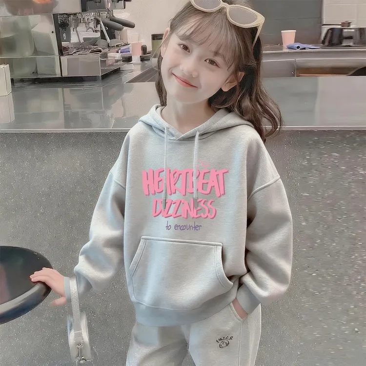 女童卫衣春秋款2025新款洋气儿童秋装连帽上衣小女孩套头大版长袖