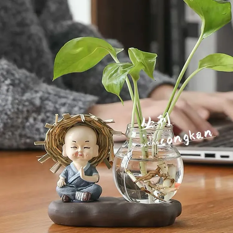 绿萝水培花盆器皿花瓶透明玻璃插花花器客厅装饰品摆件