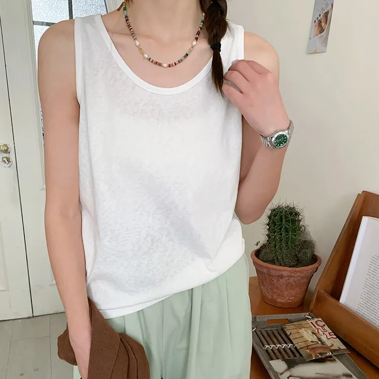 雪花棉麻背心2025新款冰丝内搭白色宽松上衣打底小吊带女夏外穿