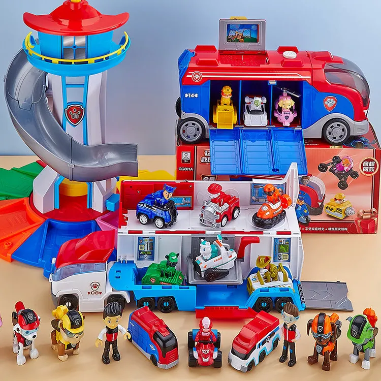 汪汪狗狗玩具车套装全套汪汪队系列瞭望塔总部基地巡逻惯性救援车