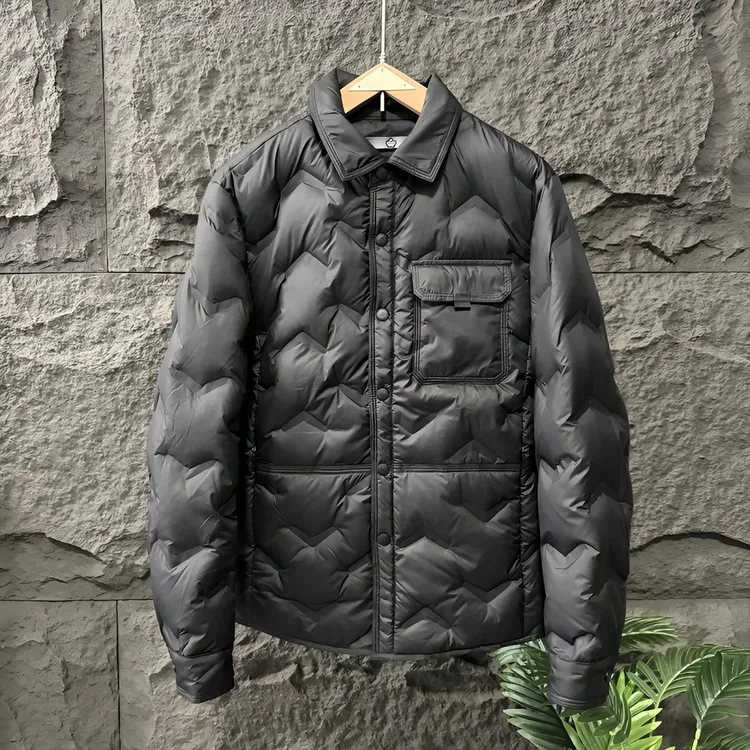 男士秋冬季新款翻领商务休闲棉服防寒服简约保暖时尚夹克外套轻薄
