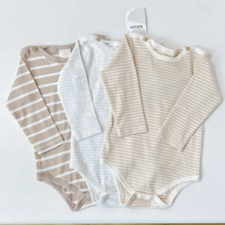 【AB定制】四季款哈衣条纹纯棉柔软男女宝打底贴身包屁衣