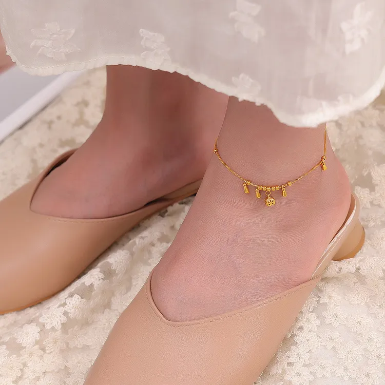 铜合金脚链 古风宫铃脚链女本命年铃铛脚环ins小众设计感转运足链