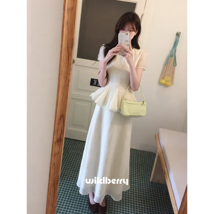 小野莓【女神降临】假两件短袖连衣裙女夏季高级感漂亮长裙BL813267