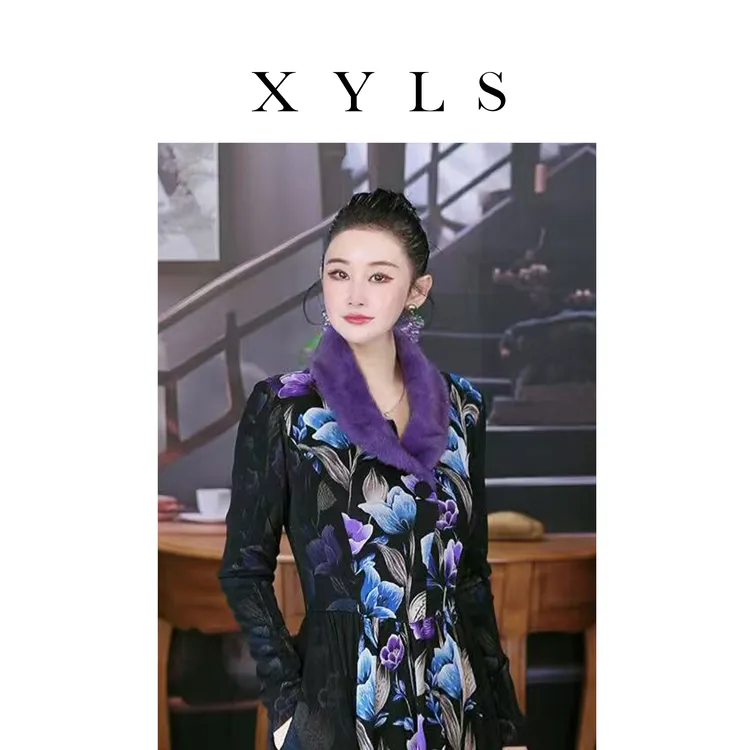 加绒弹力网纱连衣裙T007061