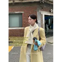 DH OFFICIAL 大花【北岛雪山 snow】韩版秋冬毛呢羊毛长款过膝大衣