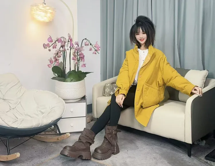 【沐木流浪记】（双子座）宽松显瘦立领百搭侧开叉五色可选棉服外套A1