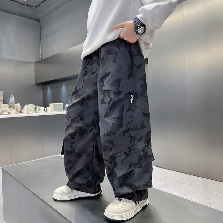 男童裤子春秋款2025新款中大儿童男孩秋季弯刀裤长裤潮休闲工装裤