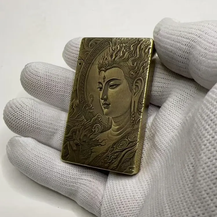 超薄朗声黄铜一体双面精雕加深朗声打火机男士送礼佳品