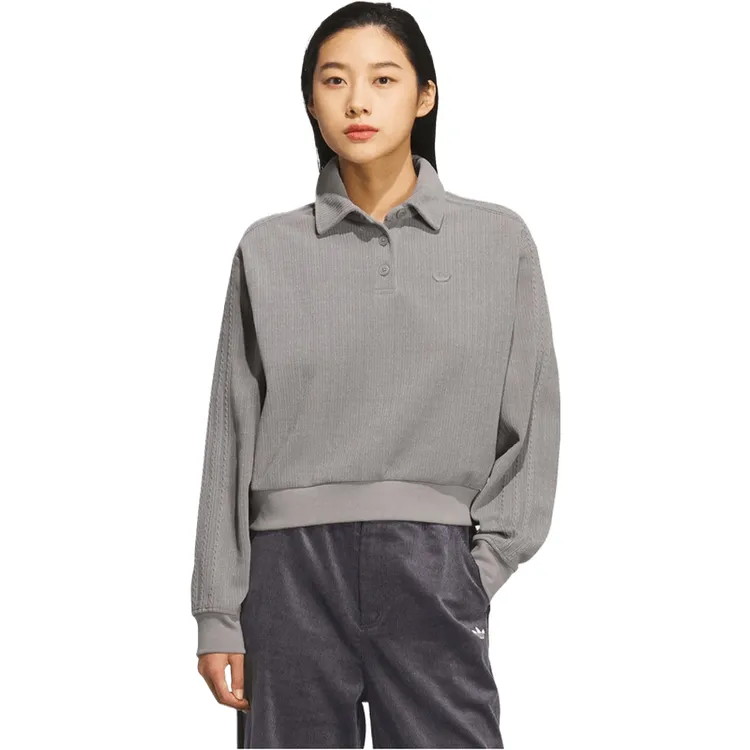 adidas阿迪达斯三叶草女子CHENILLE POLO针织有领长袖T恤KS5981