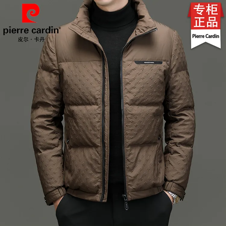 皮尔卡丹冬季新款高档白鸭绒羽绒服男士时尚休闲加厚保暖立领外套