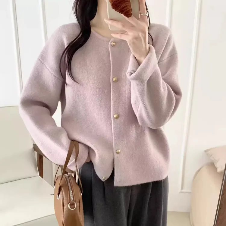 【大发工厂】【原版正版】开衫针织ins毛针织衫圆领早秋软糯毛衣针织小香风开衫