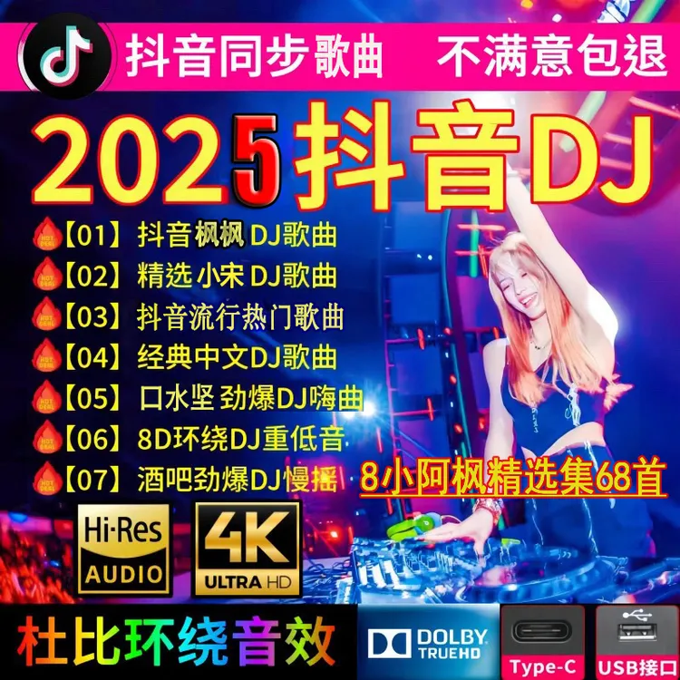 DJ枫枫小宋口水坚小阿枫新款车载拉音无损音质U盘新歌60分钟串烧