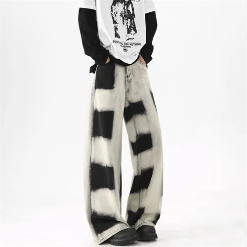 男款爆款九分现货美式渐变春秋宽松随行牛仔裤