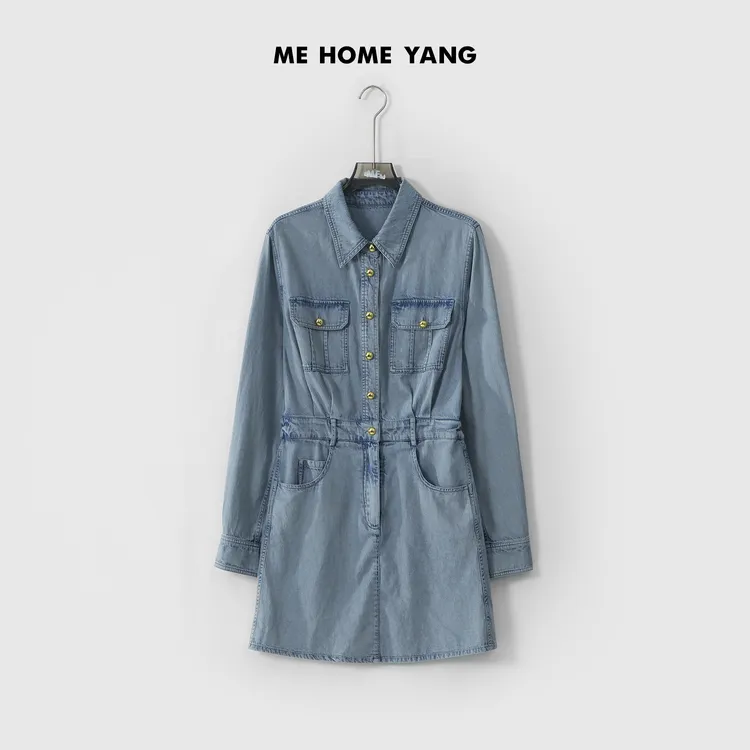 ME【冰蓝鬼马牛仔裙】莱赛尔混纺重工水洗牛仔时尚连衣裙MESS1054