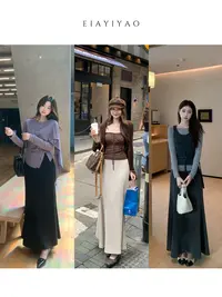 EIA一尧【格雷腔调】秋冬文艺穿搭显瘦鱼尾半身裙休闲气质百搭高腰