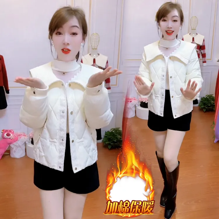 加棉加厚翻领短款棉服女2024年冬季新款妈妈装洋气减龄棉衣外套潮