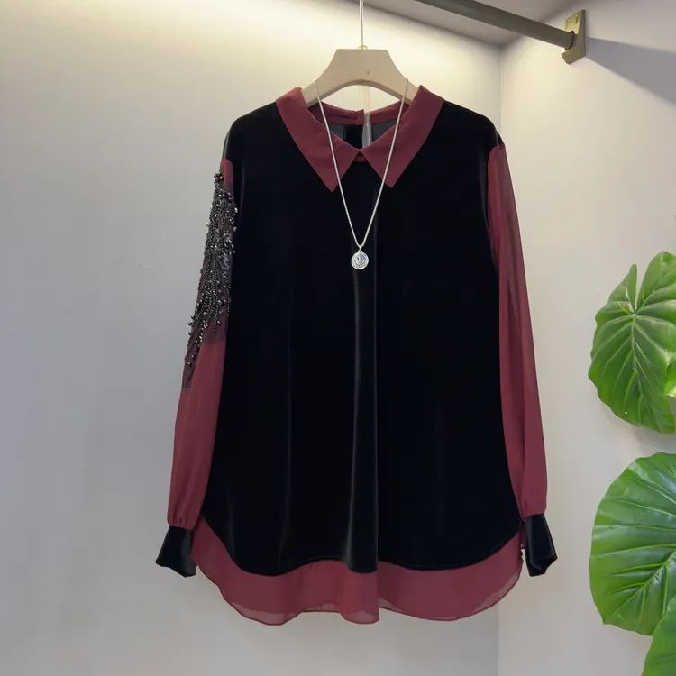 8875衬衫春秋拼接常规成人女士洋气金丝假两件小衫休闲百搭时尚