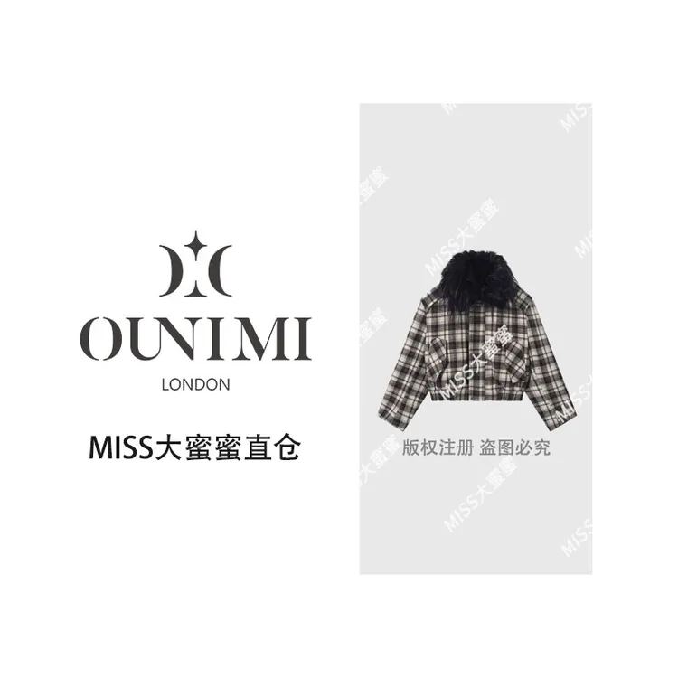 欧倪蜜 OUNIMI 瑞士雪山复古格纹棉衣外套Y-665
