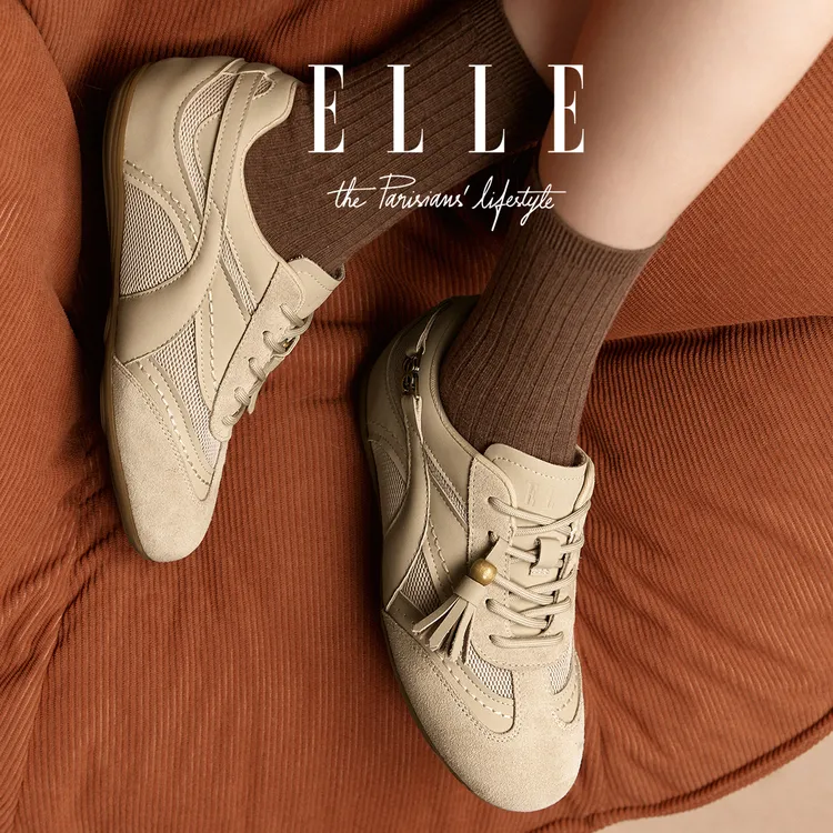 ELLE复古美式运动鞋女2025秋冬加绒保暖内增高休闲板鞋毛毛德训鞋