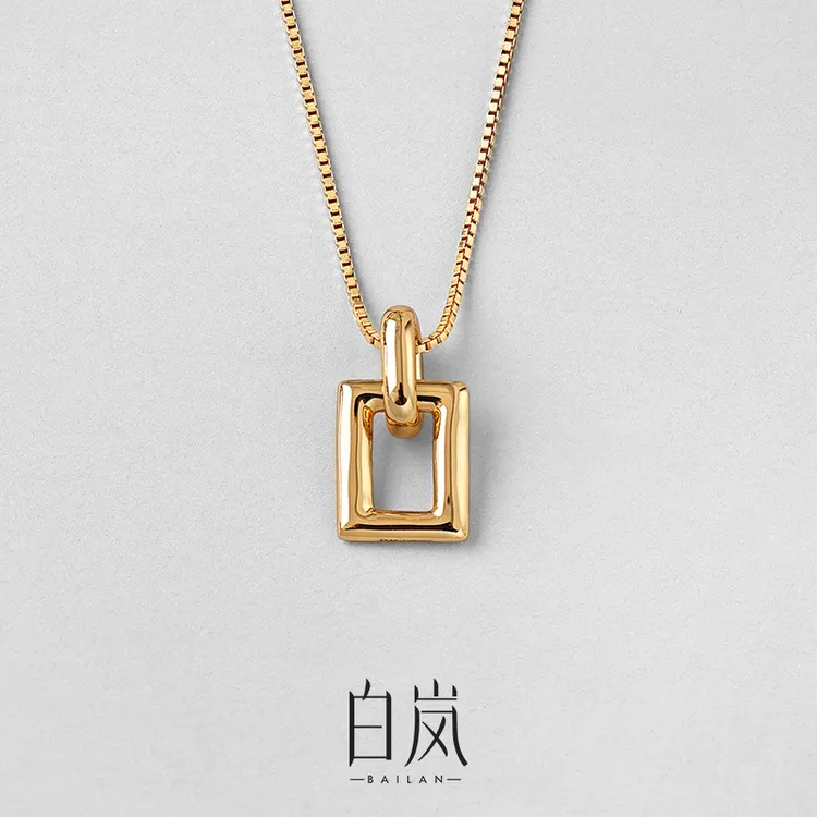 坠链均925银 白岚小方扣项链女2025新款高级感气质金色吊坠XL1873