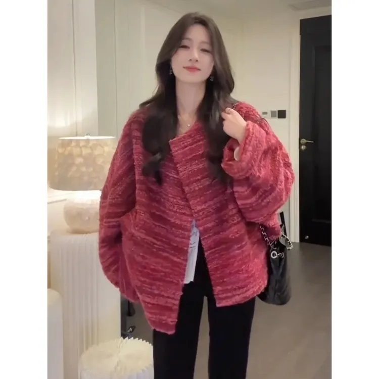 毛绒外套女2025新款冬季小个子时髦洋气高端气质小香风上衣