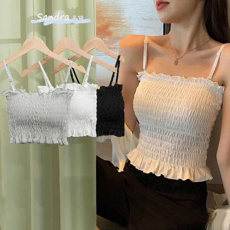 内搭白色吊带背心女夏美背内衣带胸垫一体无袖可外穿抹胸上衣聚拢