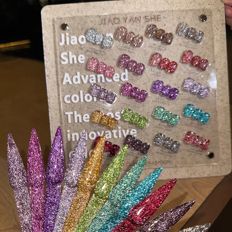 胶研社20色碎钻派对指甲油胶2025新款超亮反光蹦迪爆闪钻石碎钻胶