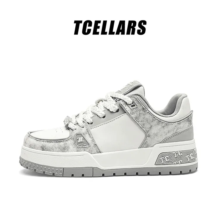 TCELLARS秋季新款潮流板鞋复古休闲百搭鞋增高透气鞋轻便款面包鞋