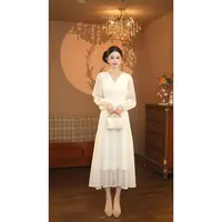 【潇潇专属】2007初恋长裙白色连衣裙女春装新款长袖收腰 N1532-A
