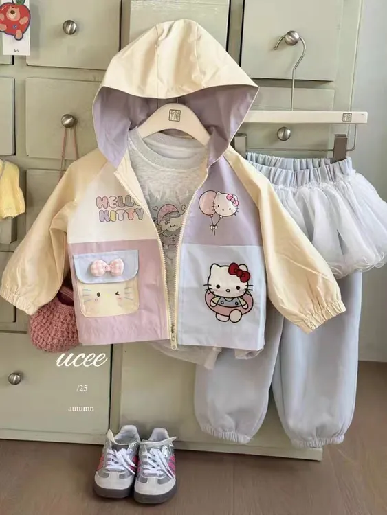 女童秋装连帽普通外套春季秋季外套卡通夏季春款卡通风宝宝春秋款