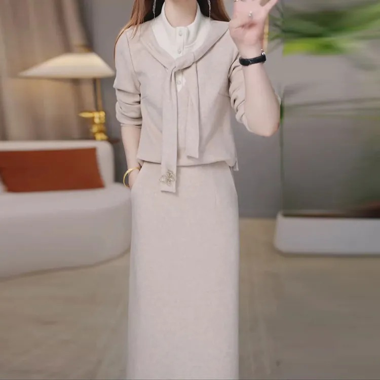 时尚女装2025秋季新款两件套气质优雅百搭显瘦休闭女士套裙妈妈装