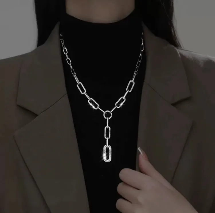 铜合金项链 【不掉色】个性项链女ins嘻哈冷淡风设计感秋冬毛衣链锁