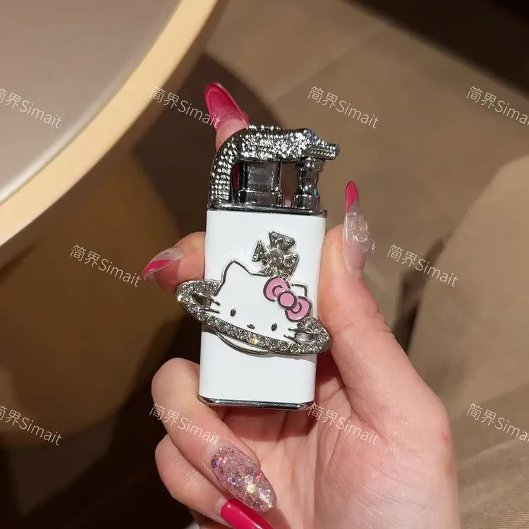 【简界】KT猫手工双火焰打火机个性金属机身充气送男友小众礼物手作