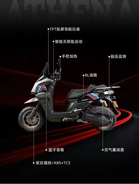 ADV雅典娜水冷150cc国四电喷燃油踏板摩托车越野摩托车爬坡王上牌