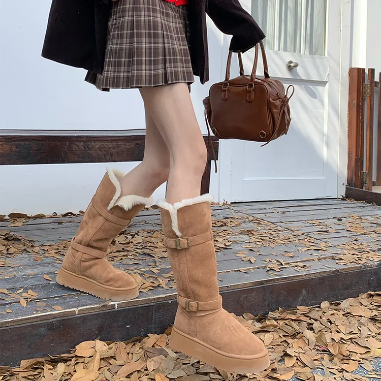厚底雪地靴女2025新款冬季保暖长筒靴东北棉鞋加绒抗寒潮