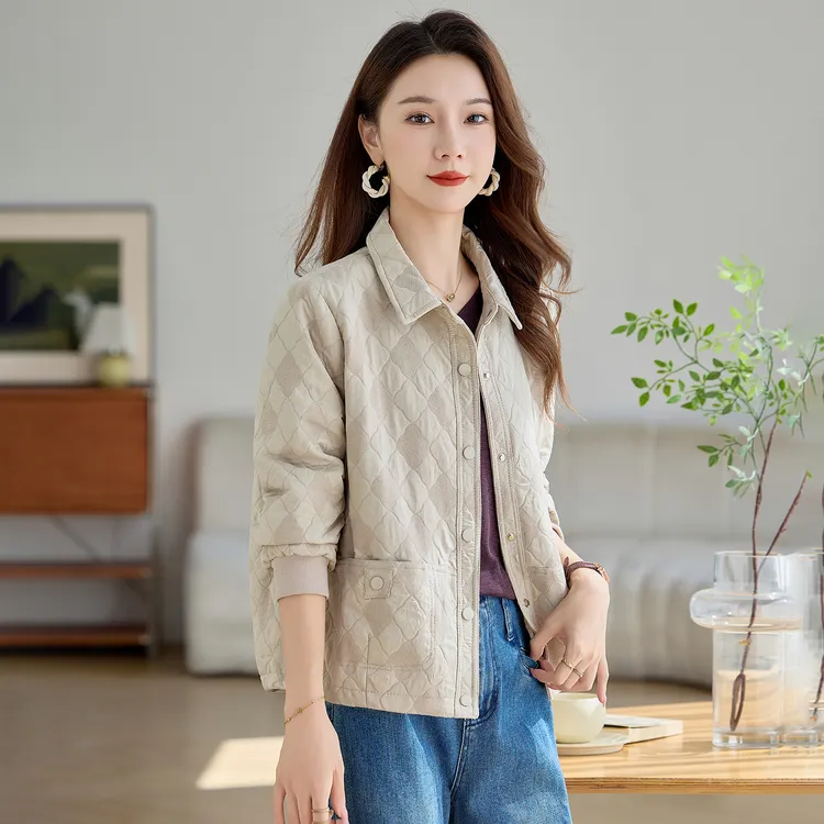 2025秋季新款女装洋气时尚休闲百搭上衣减龄翻领气质外套 YU8969