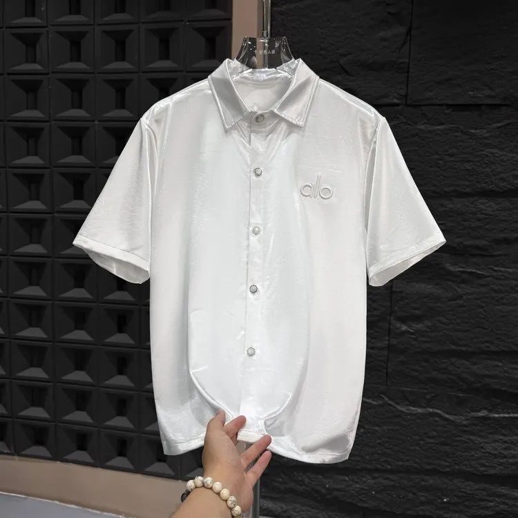 SP-E276-夏季al家新款时尚缎面短袖百搭字母t恤宽松圆领