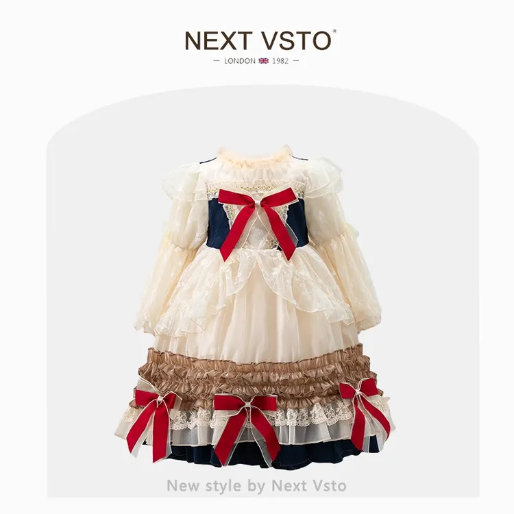 英国NEXT VSTO女童白雪公主裙春秋迪士尼小女孩洛丽塔蓬蓬连衣裙
